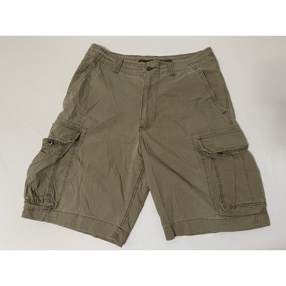 Abercrombie & Fitch Men's Y2K Cargo Shorts 32 Khaki Distressed